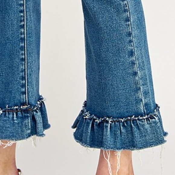 Special A Jeans Tummy Control Ankle Length Kick Flares With Ruffle Hem - Picture 7 of 8